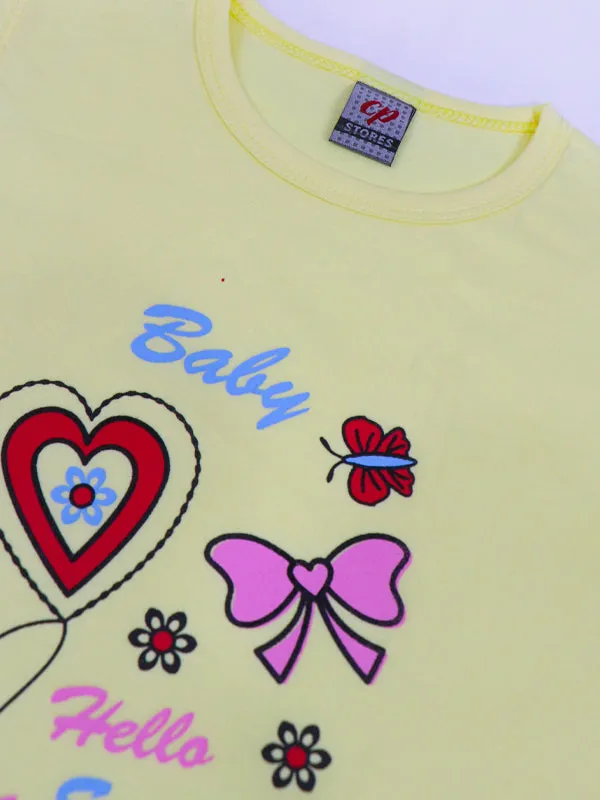 1 Yrs - 4 Yrs Baby Sweet Light Yellow T-Shirt For Girls MZ GTS12