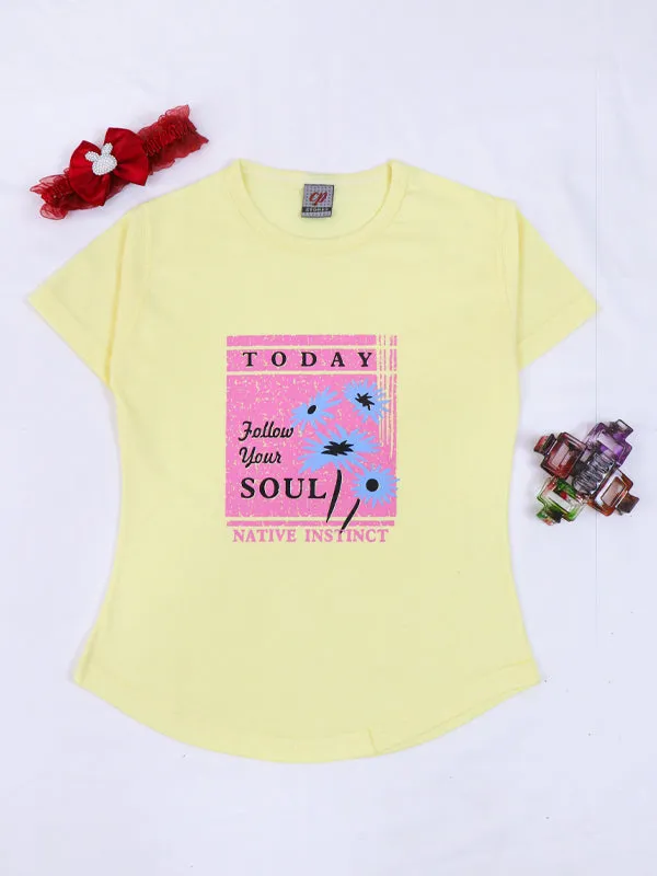 1 Yrs - 4 Yrs Soul Light Yellow T-Shirt For Girls MZ GTS13