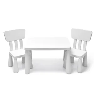 3 Piece Kids Play Table and Chair Set - White