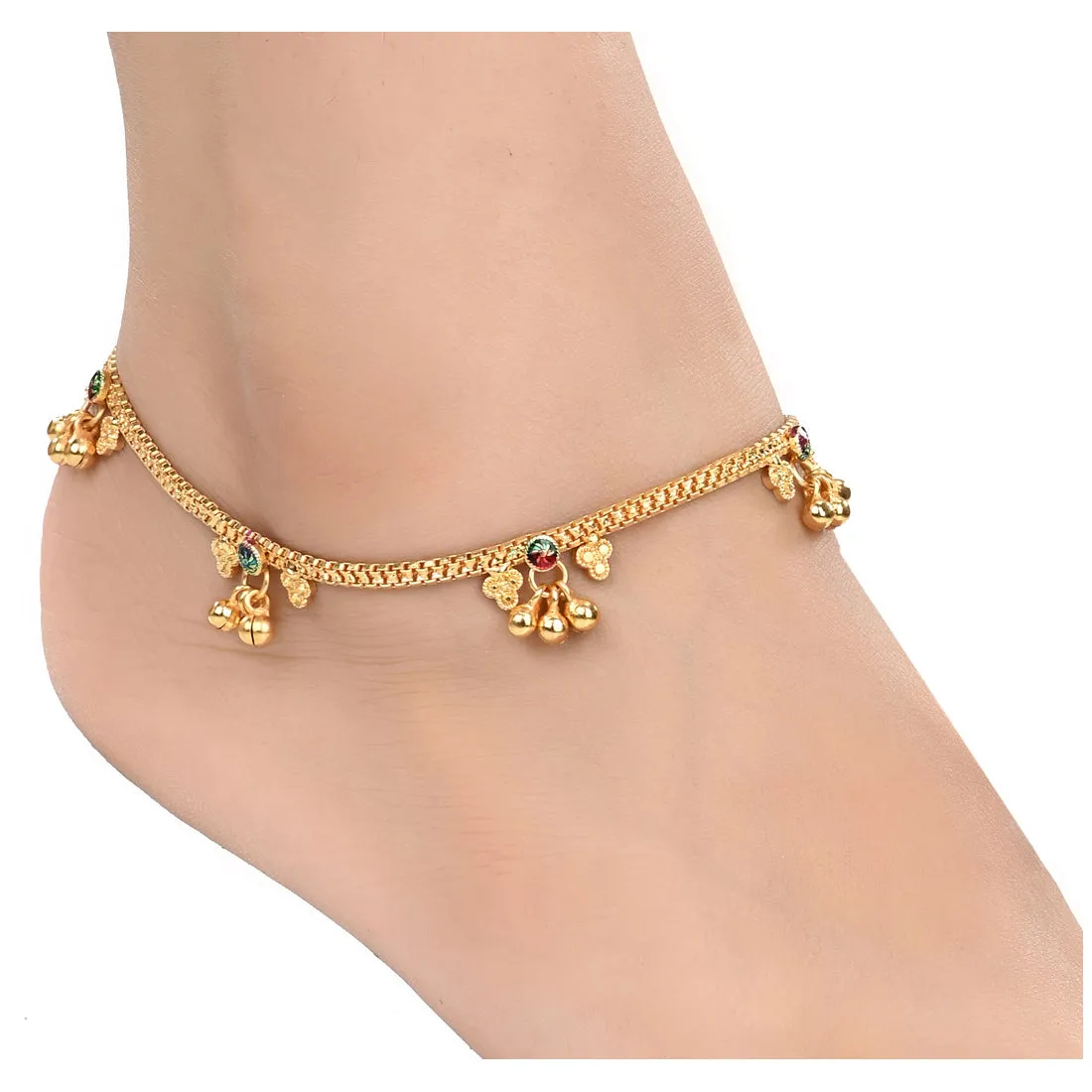 AanyaCentric Gold Plated Traditional Anklets Payal - Classic and Stylish for Women and Girls