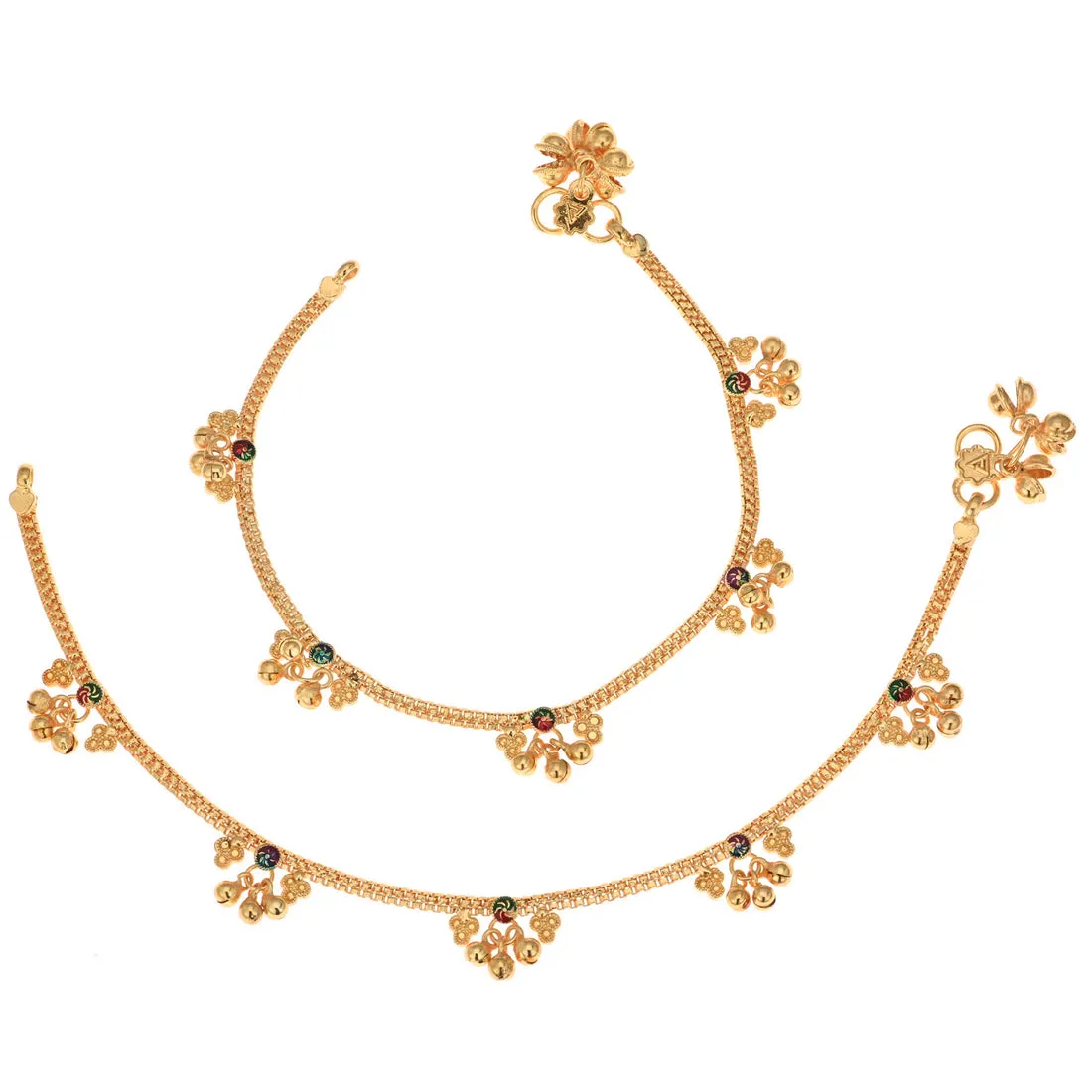 AanyaCentric Gold Plated Traditional Anklets Payal - Classic and Stylish for Women and Girls