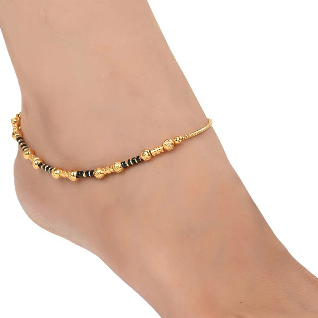 AanyaCentric Gold Plated Traditional Anklets Payal - Classic and Stylish for Women and Girls