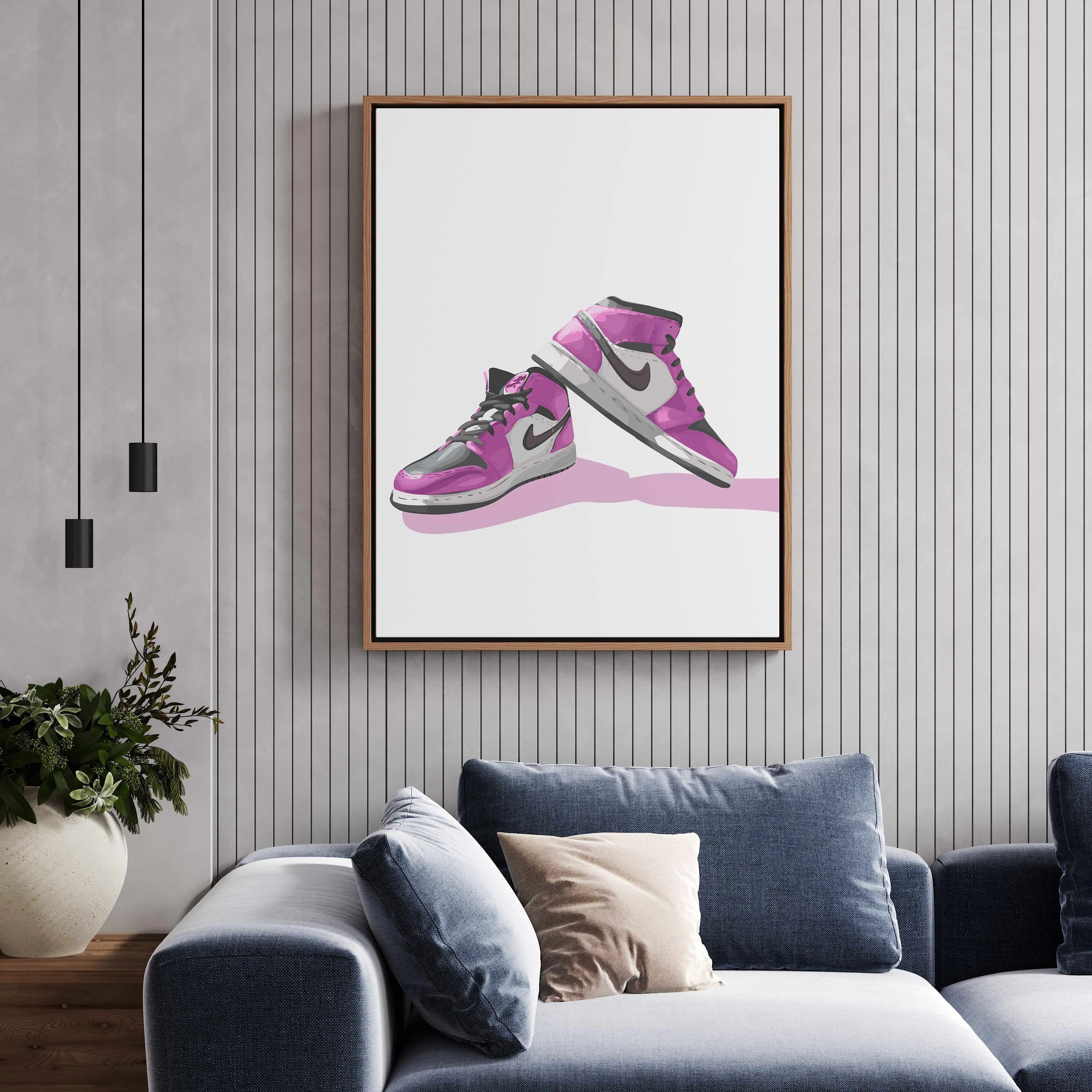 Air Jordans Pink | Framed Canvas Art Print