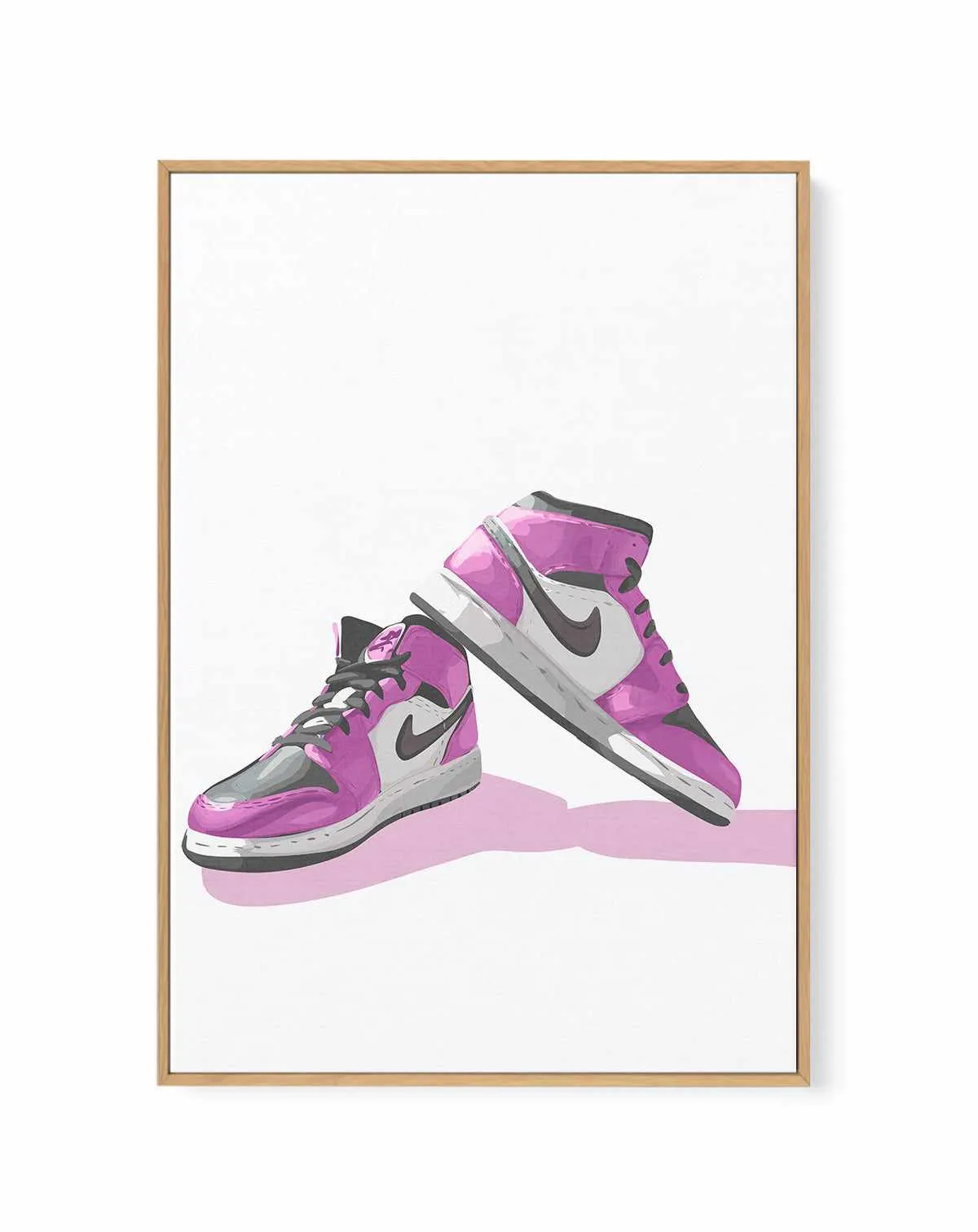 Air Jordans Pink | Framed Canvas Art Print