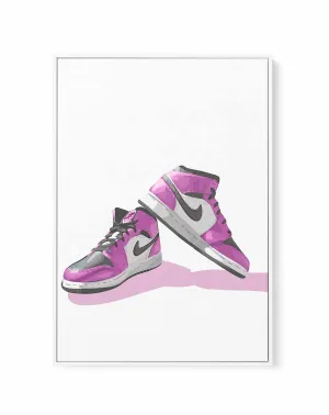 Air Jordans Pink | Framed Canvas Art Print