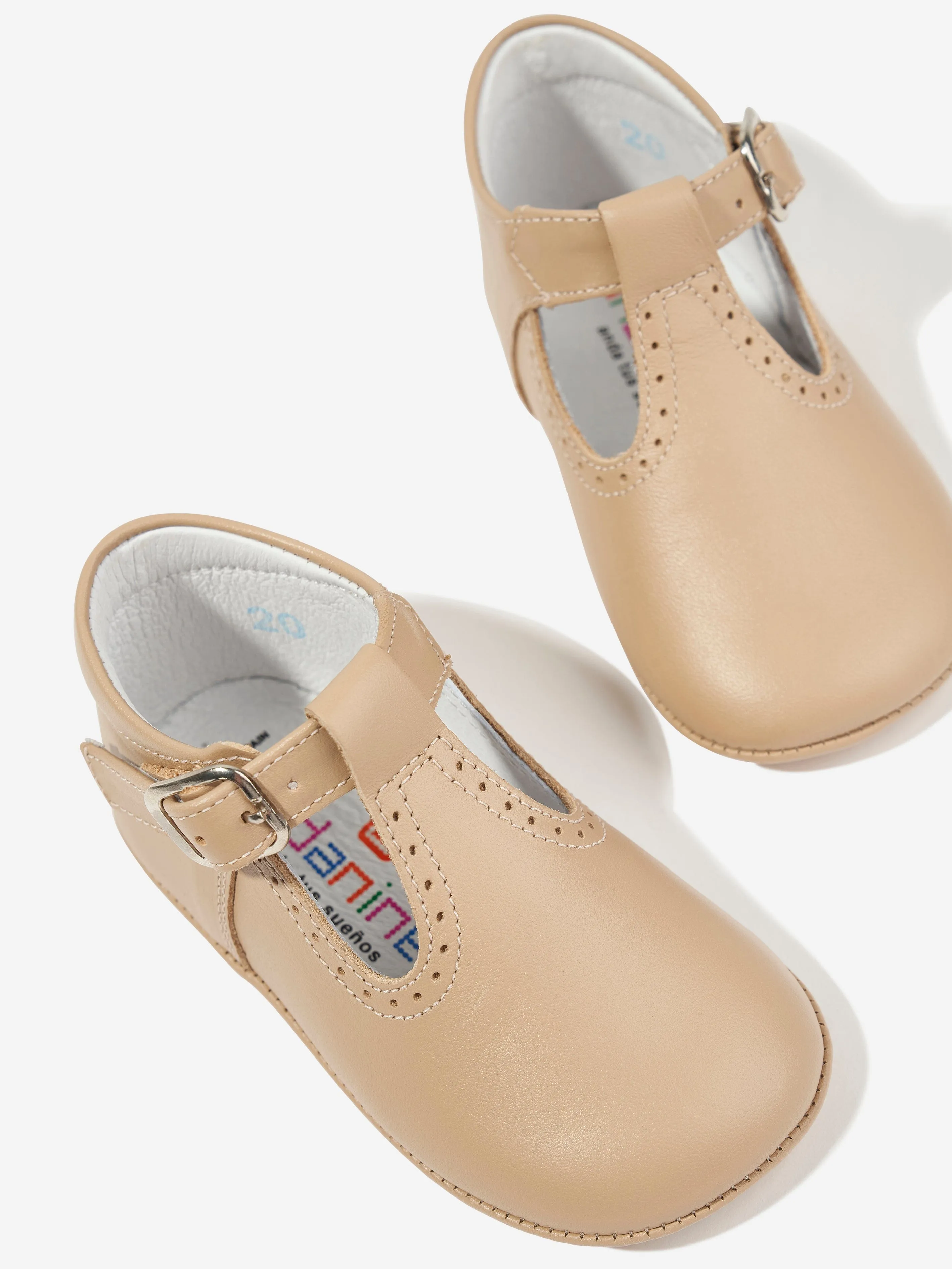 Andanines Baby T-Bar Booties in Beige