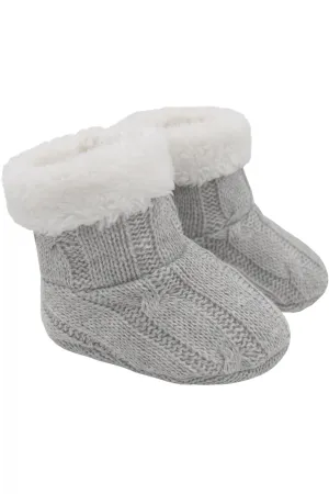 Cable Kint Sherpa Booties Grey