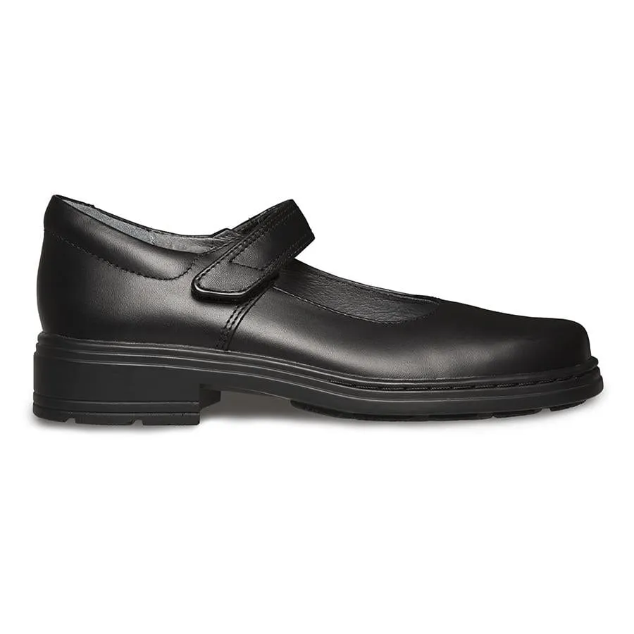 CLARKS JUNIOR INDULGE MARY JANE TRIPLE BLACK LEATHER SHOE (WIDTH E)