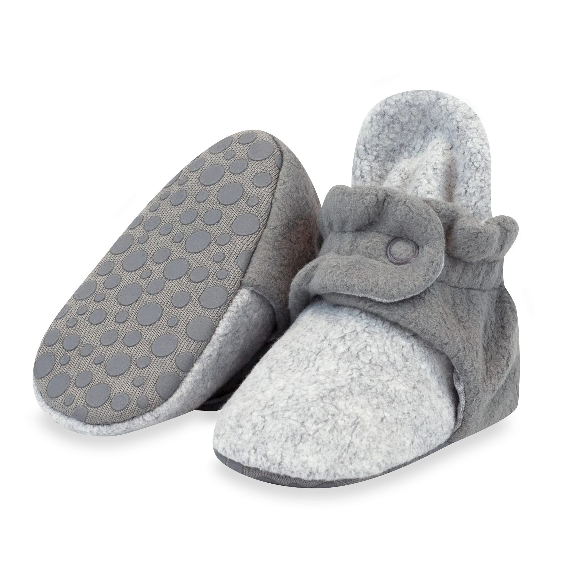 Cozie Fleece Color Block Gripper Baby Bootie - Heather Gray/Gray