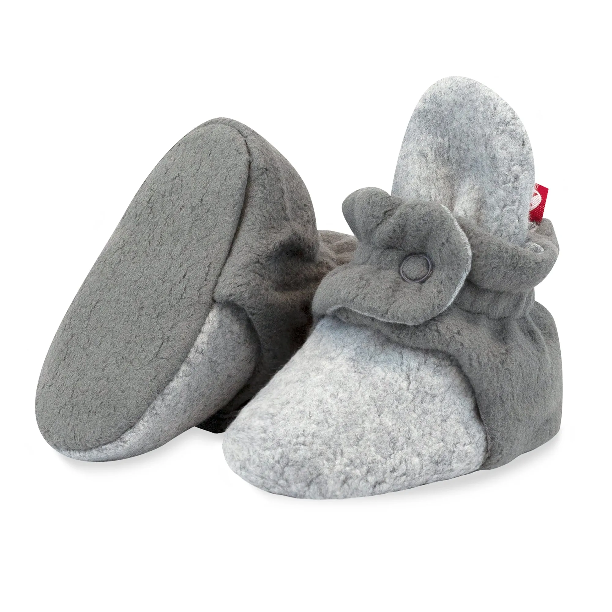 Cozie Fleece Color Block Gripper Baby Bootie - Heather Gray/Gray