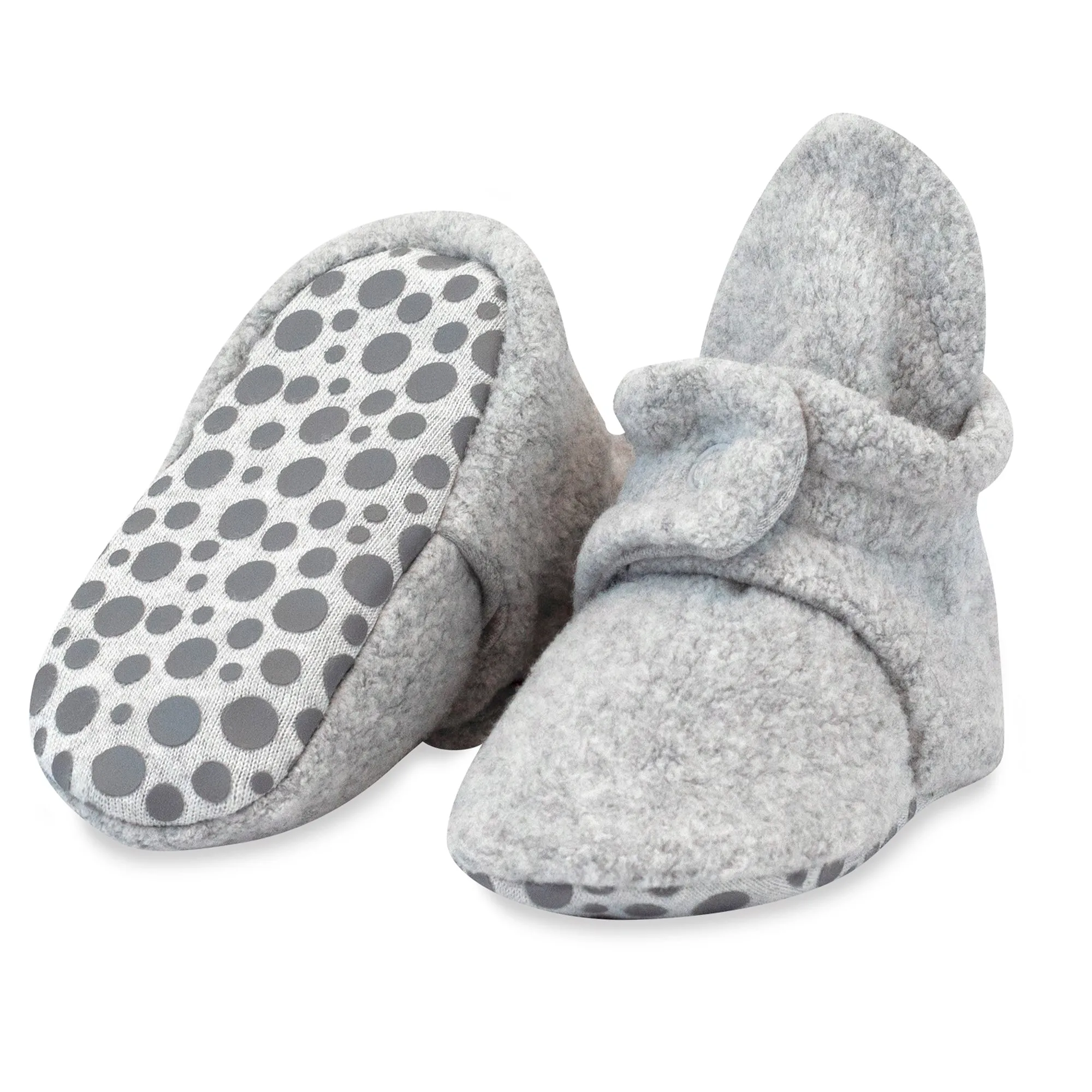 Cozie Fleece Gripper Baby Bootie 3 Pack - Heather Gray