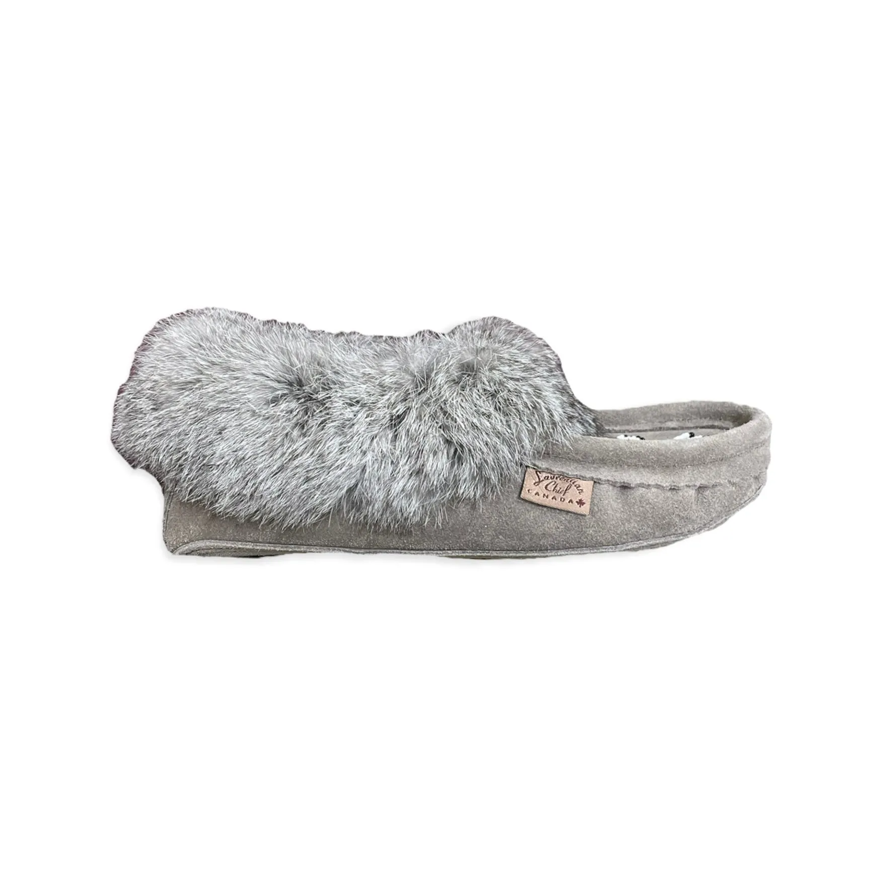 Fur Moccasin - Grey Suede