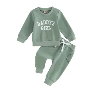 Girls Cozy Club 2 Piece Set - Olive 'Daddy's Girl'