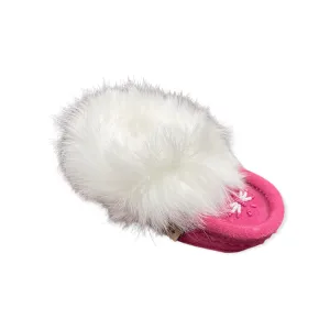 Kid's Fur Moccasin - Fuchsia Suede