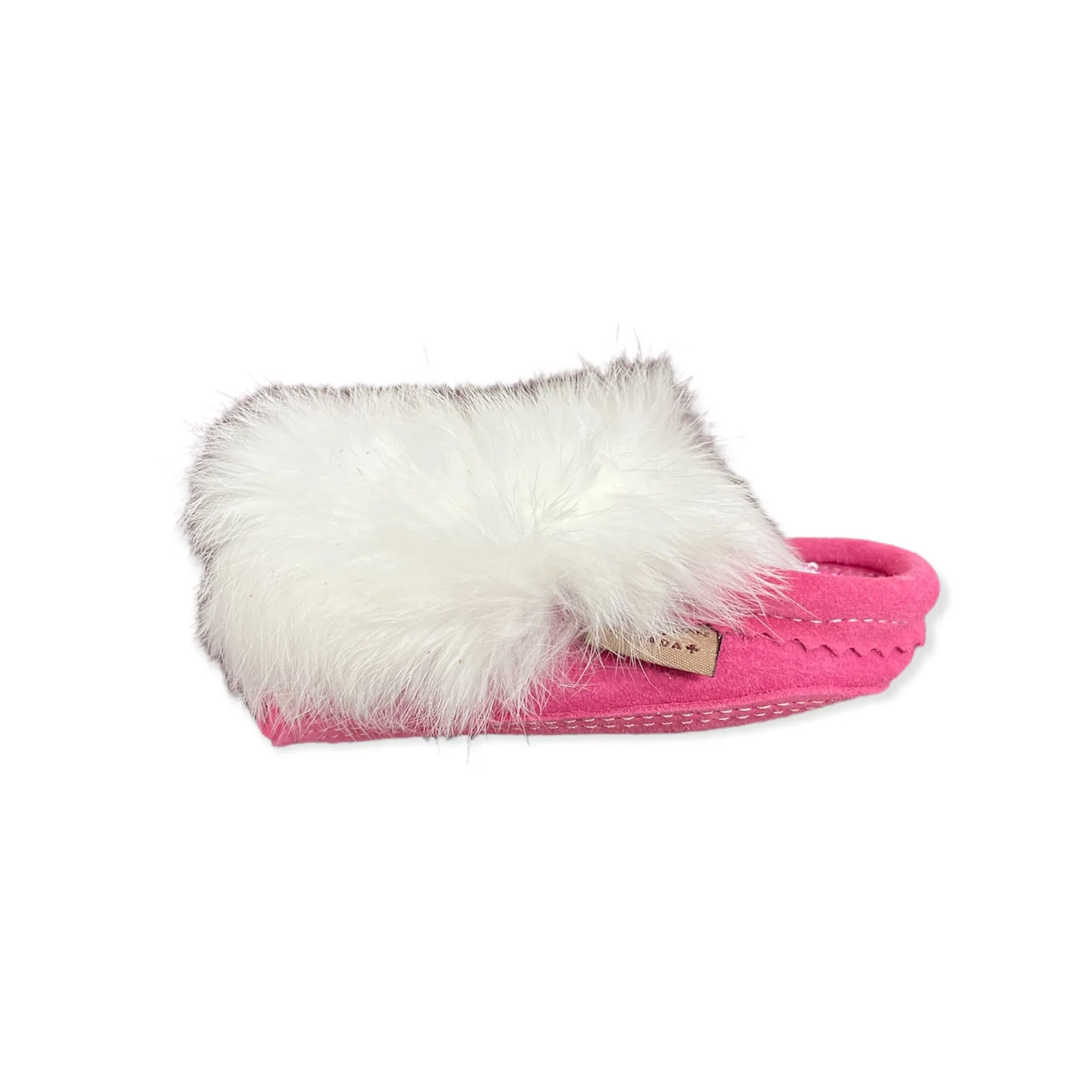 Kid's Fur Moccasin - Fuchsia Suede