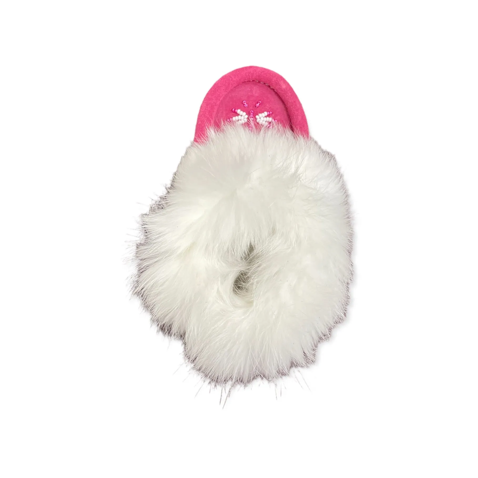 Kid's Fur Moccasin - Fuchsia Suede