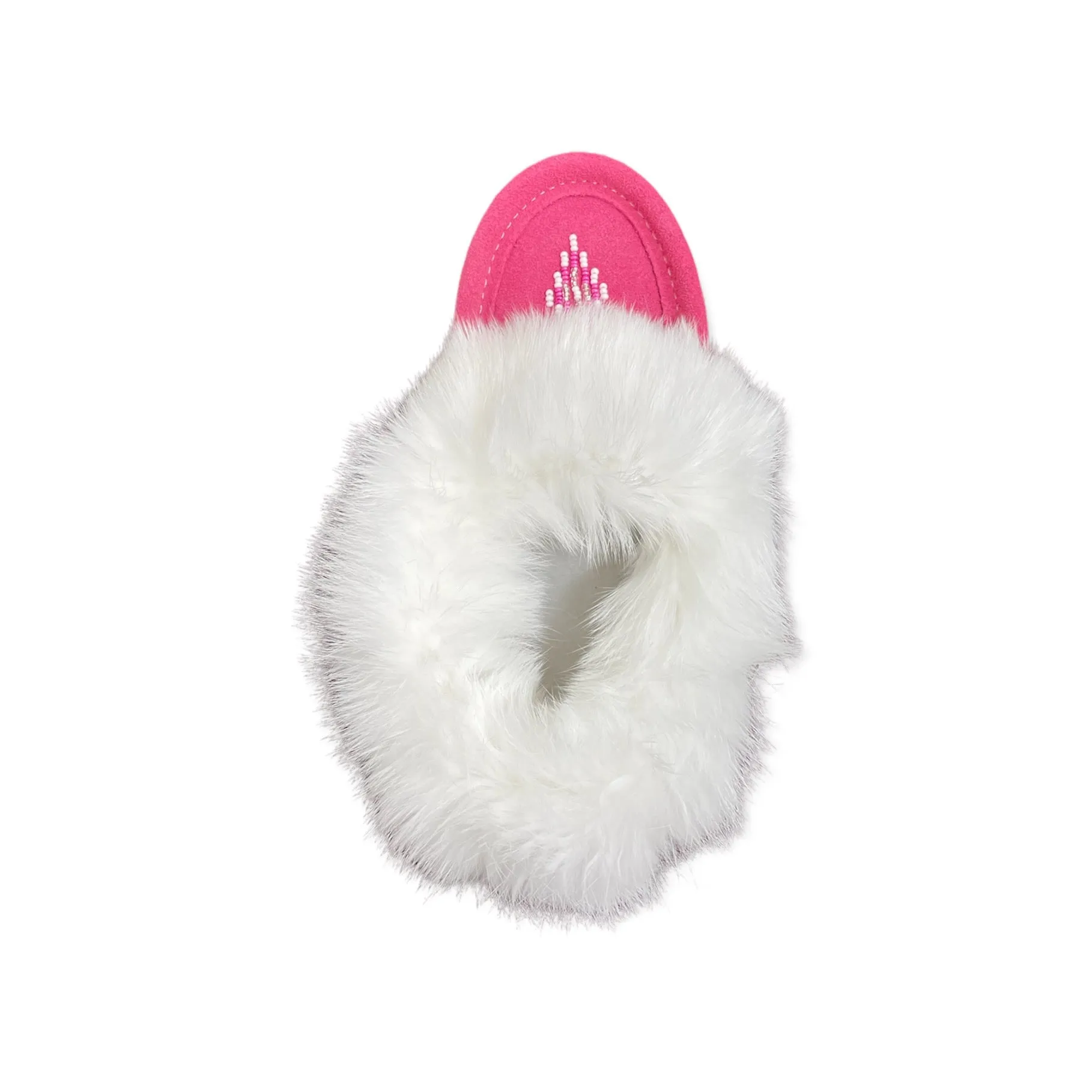 Kid's Fur Moccasin - Fuchsia Suede