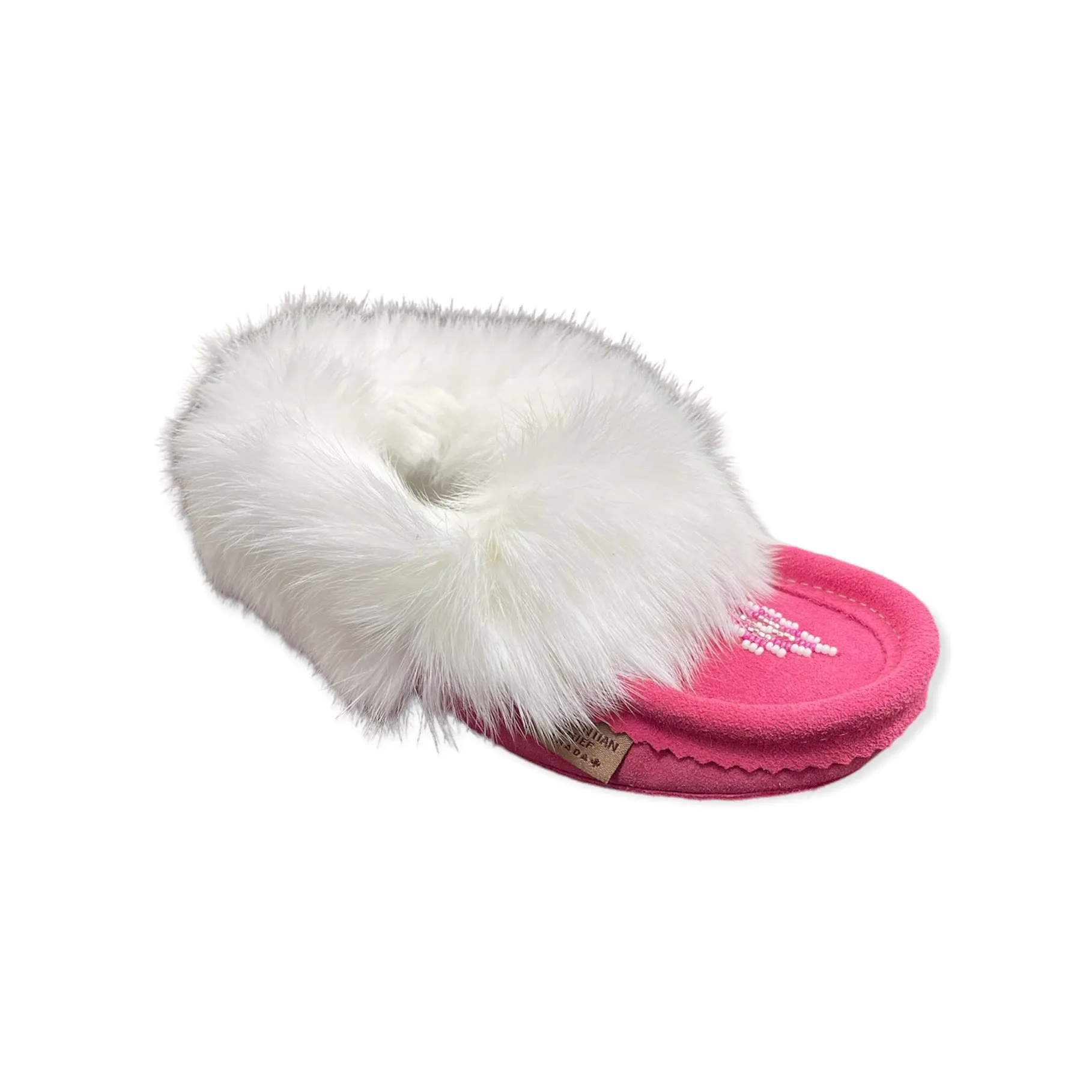 Kid's Fur Moccasin - Fuchsia Suede