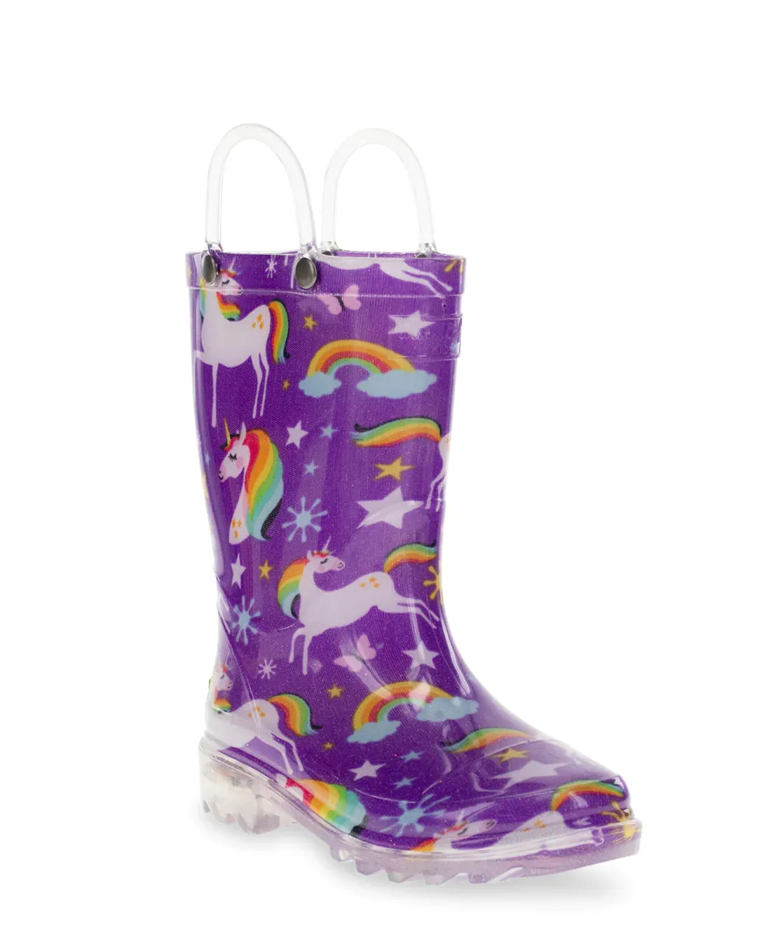 Kid's Rainbow Unicorn Lighted Rain Boot