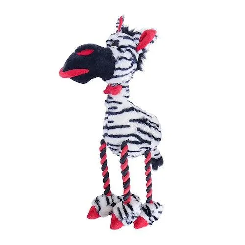 Luxury Dog Toy Large Zadie Zebra-High Quality Plush and Rope