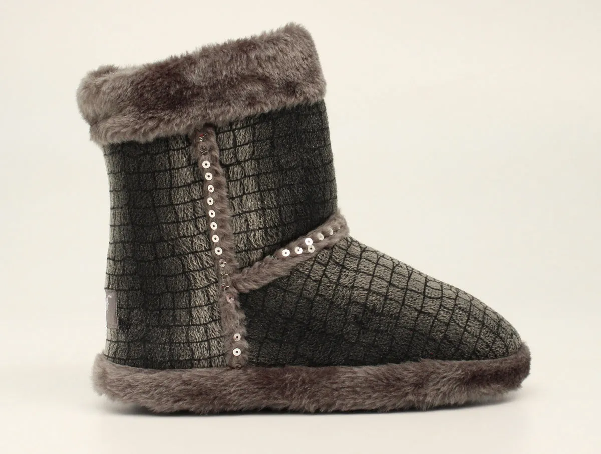 M&F 5716606 Alison Croco Sequin Boot Slippers