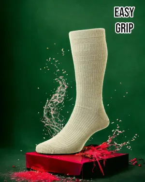 Oatmeal Wool Rich Easy Grip Socks