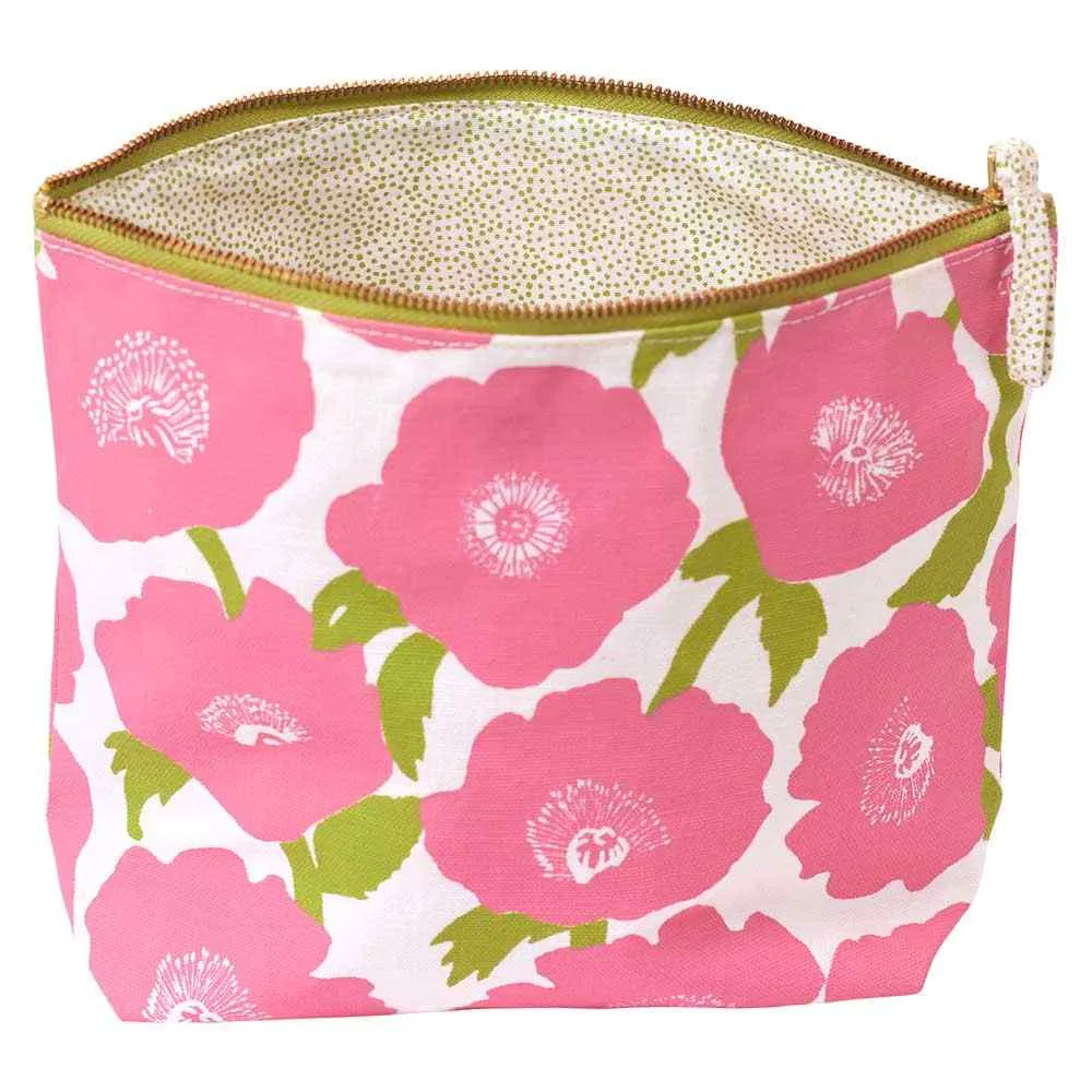 Poppies Pink Pouch Large