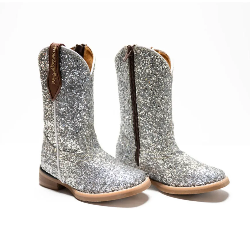 Princess Silver Square Toe Boots