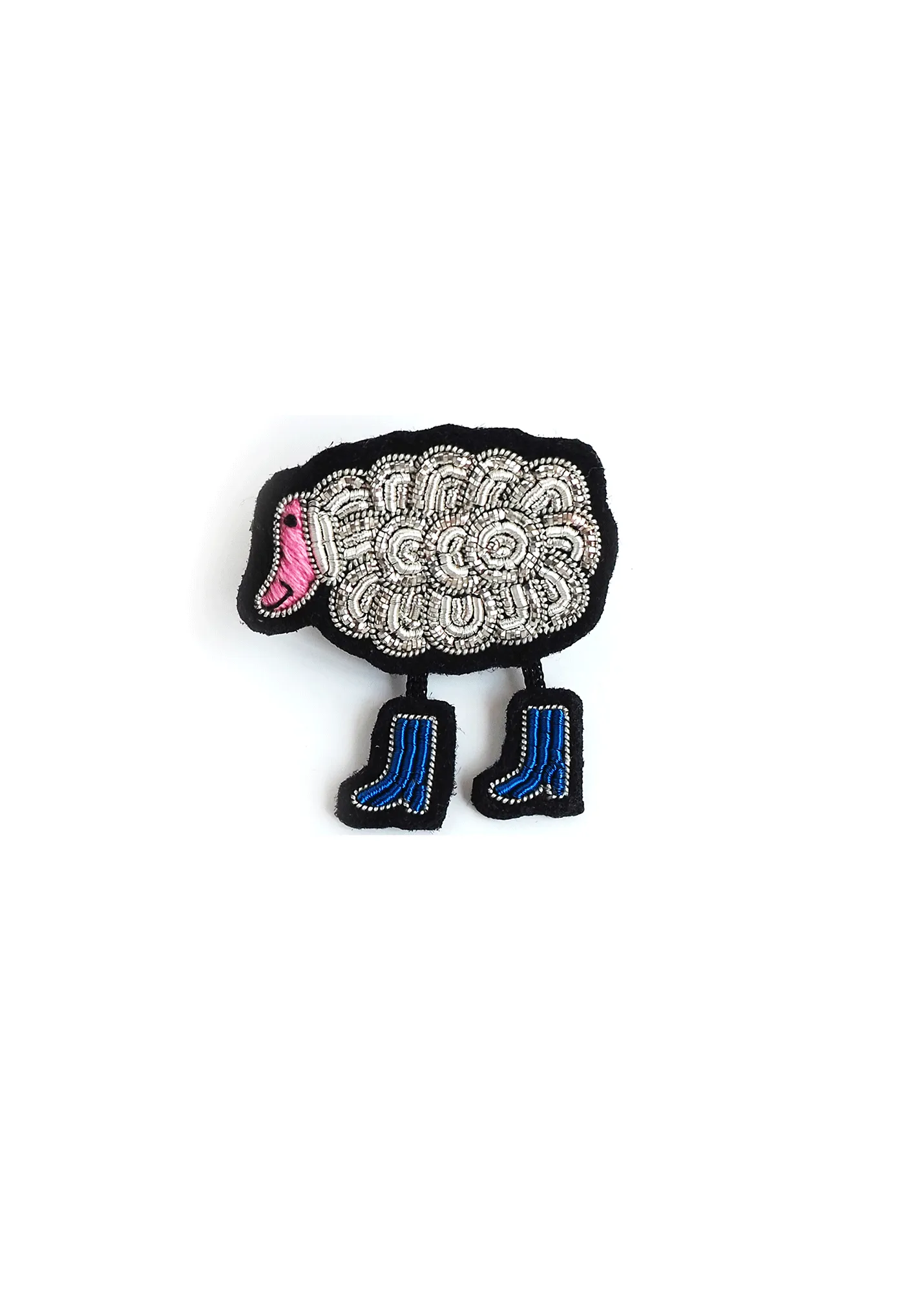 Sheep in boots embroidered brooch - SAINT JAMES x Macon & Lesquoy (ARGENT)