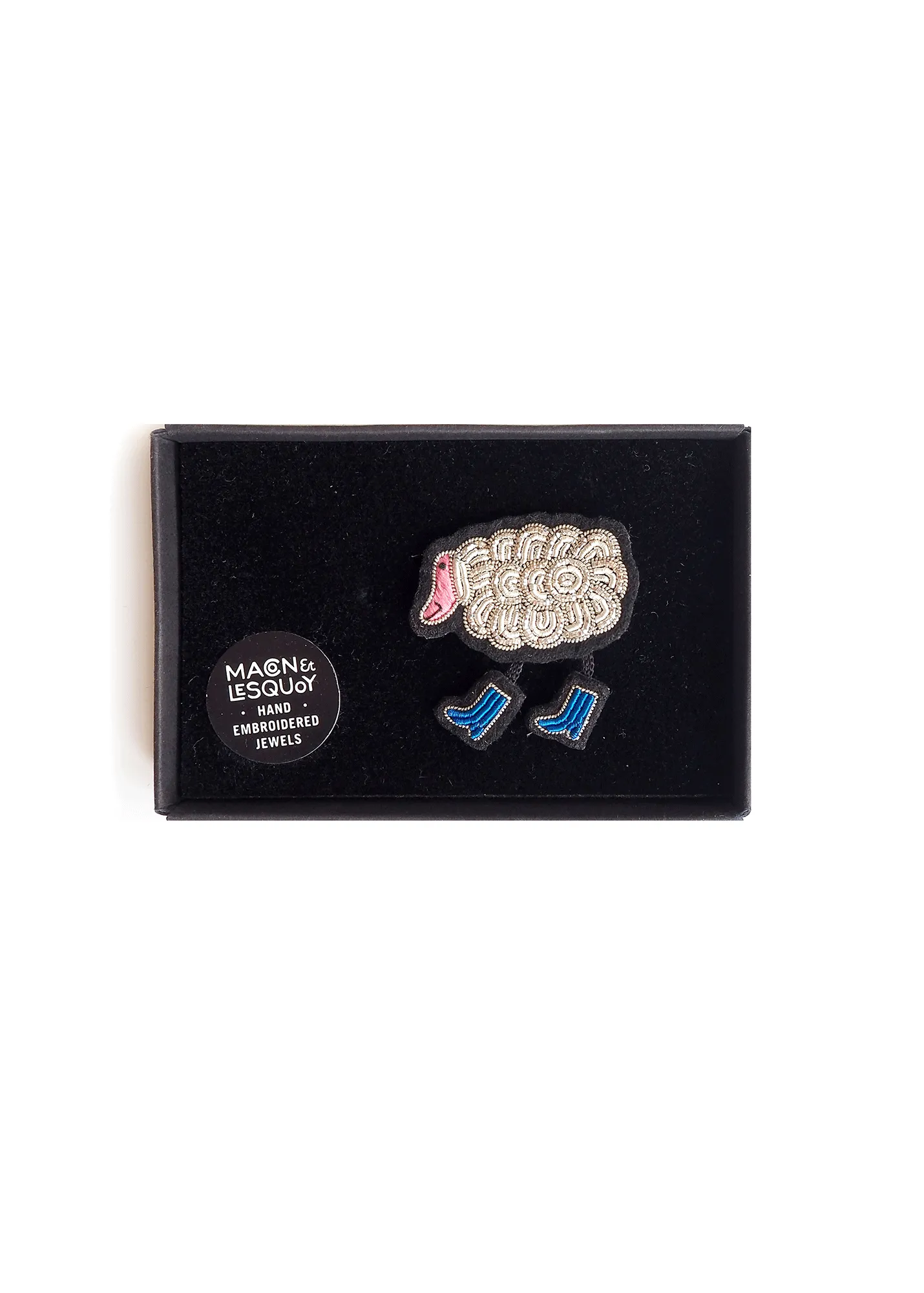 Sheep in boots embroidered brooch - SAINT JAMES x Macon & Lesquoy (ARGENT)