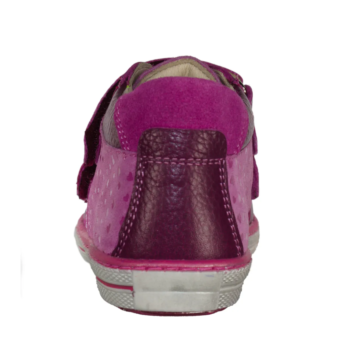 Szamos kid girl sneakers pink with hearts and burgundy velcro straps toddler/little kid/big kid size