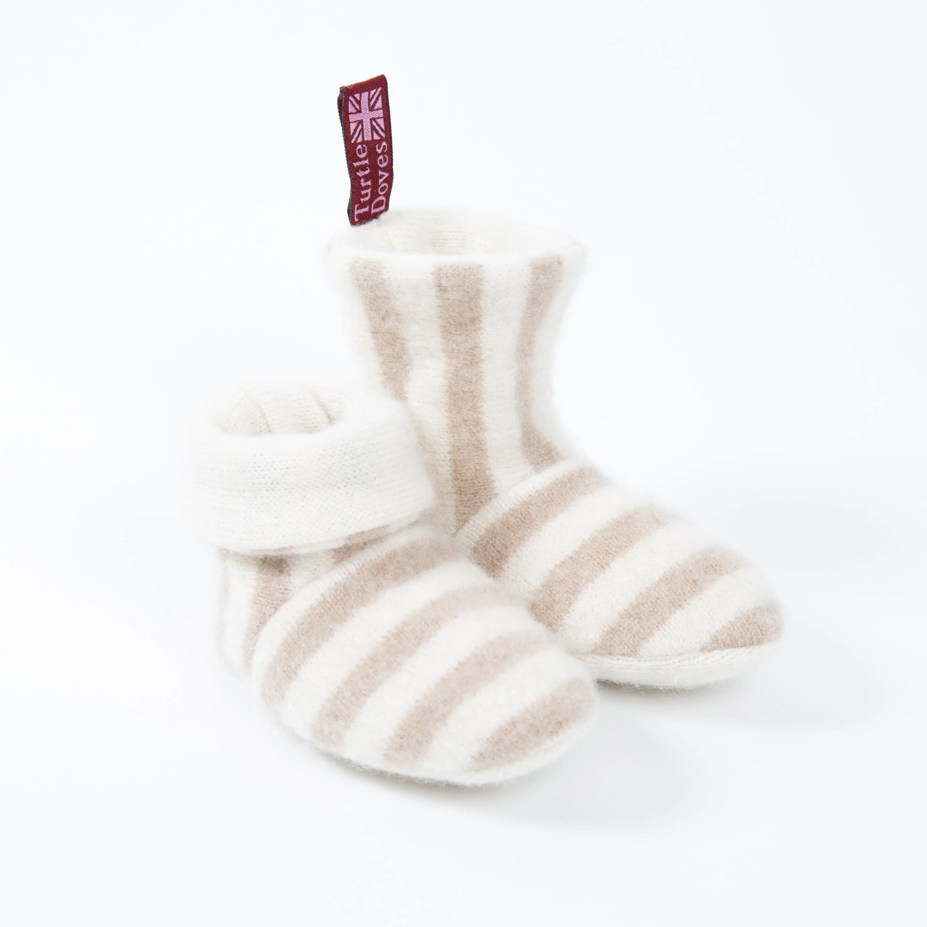 Teddy Bear Stripe Cashmere Baby Booties