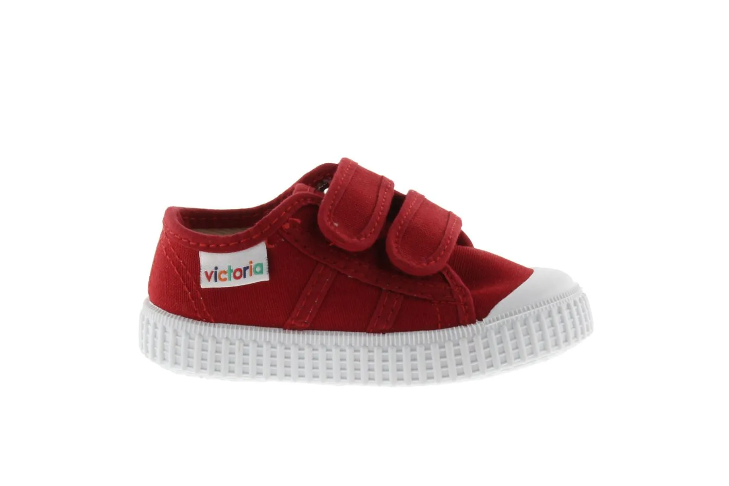 Victoria - Kids Canvas Velcro Sneaker in Carmin Red