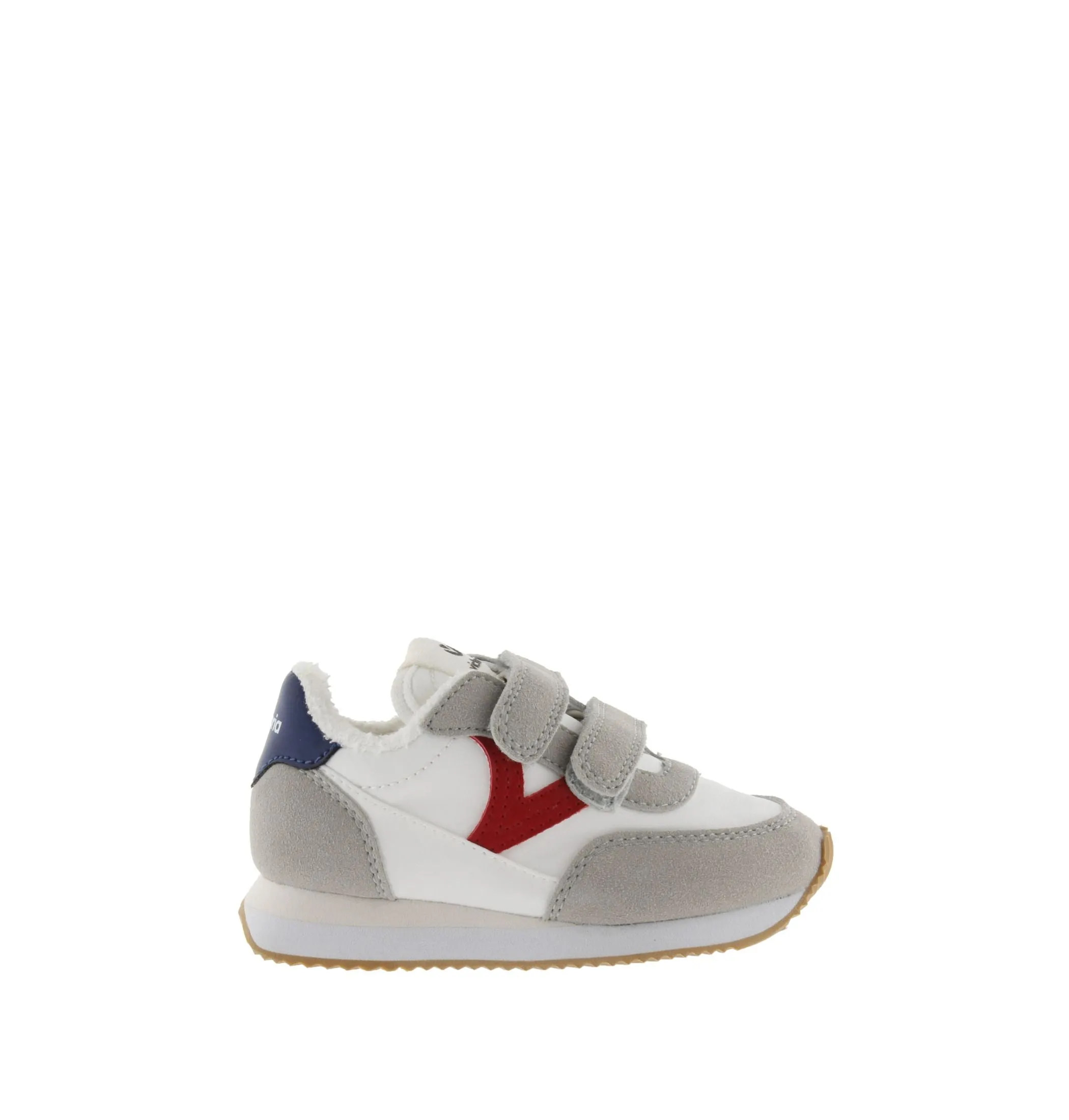 Victoria - Kids Velcro Tennis Shoe Grey/Red/Blue