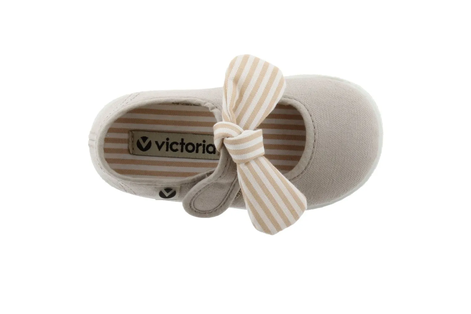 Victoria - Velcro Canvas MaryJane in Beige