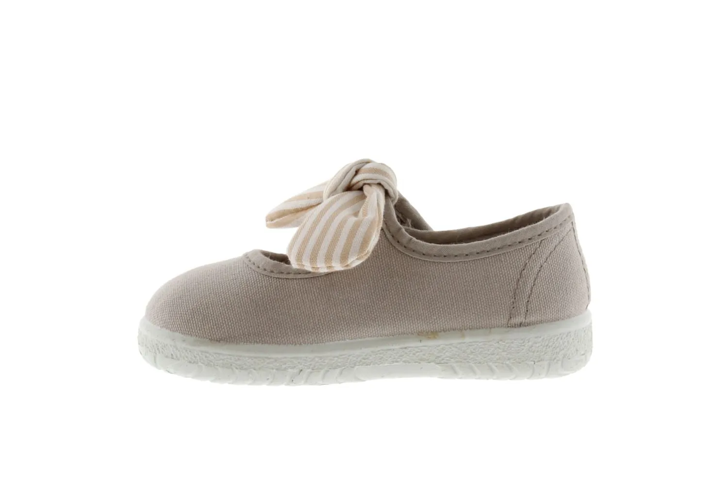 Victoria - Velcro Canvas MaryJane in Beige